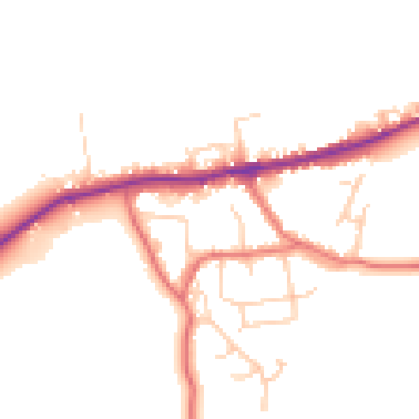 Daytime road noise heatmap for LA2 9QG