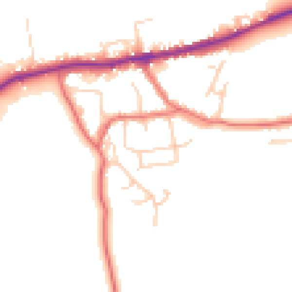 Daytime road noise heatmap for LA2 9RB