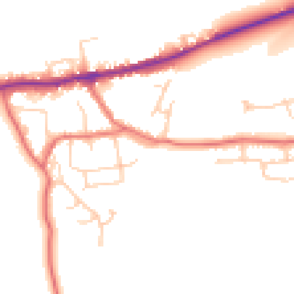 Daytime road noise heatmap for LA2 9RN