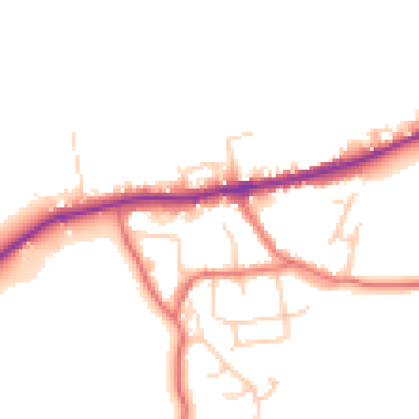 Daytime road noise heatmap for LA2 9RW