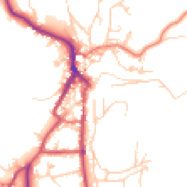 Daytime road noise heatmap for LA22 0AA
