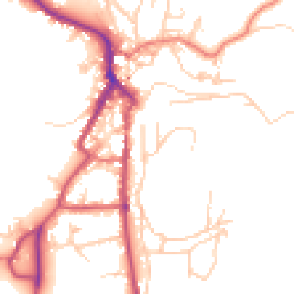 Daytime road noise heatmap for LA22 0BD