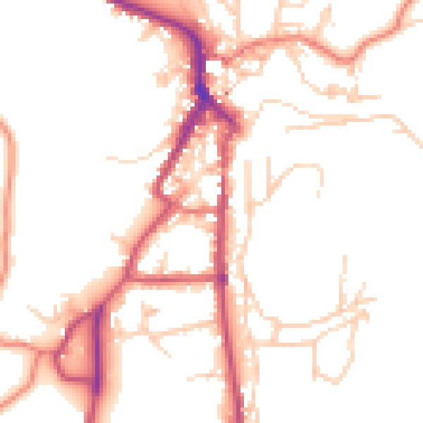 Daytime road noise heatmap for LA22 0BP
