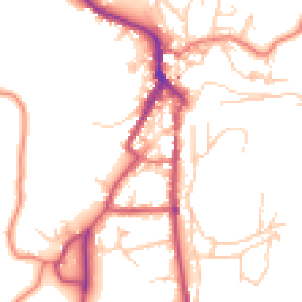 Daytime road noise heatmap for LA22 0BT