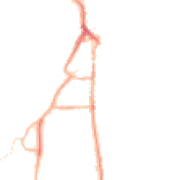 Night-time road noise heatmap for LA22 0DB