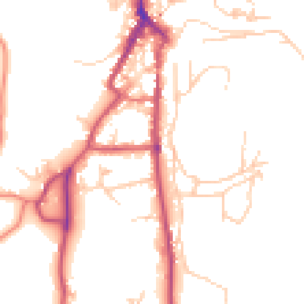 Daytime road noise heatmap for LA22 0DD