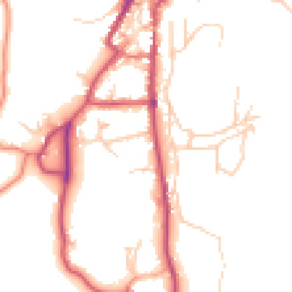 Daytime road noise heatmap for LA22 0DQ