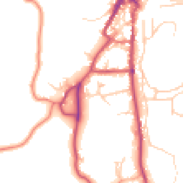 Daytime road noise heatmap for LA22 0DZ