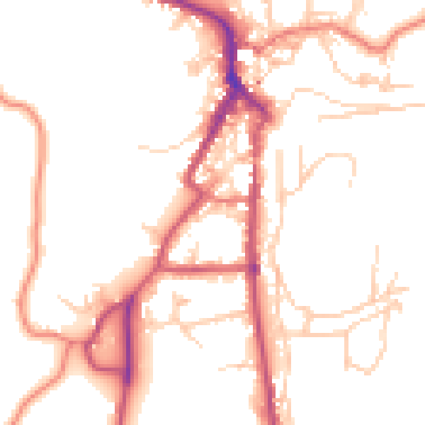 Daytime road noise heatmap for LA22 0EB
