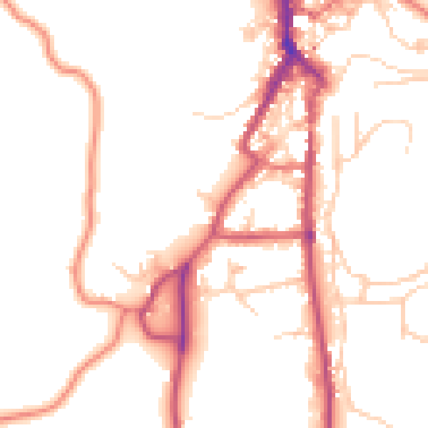 Daytime road noise heatmap for LA22 0EE
