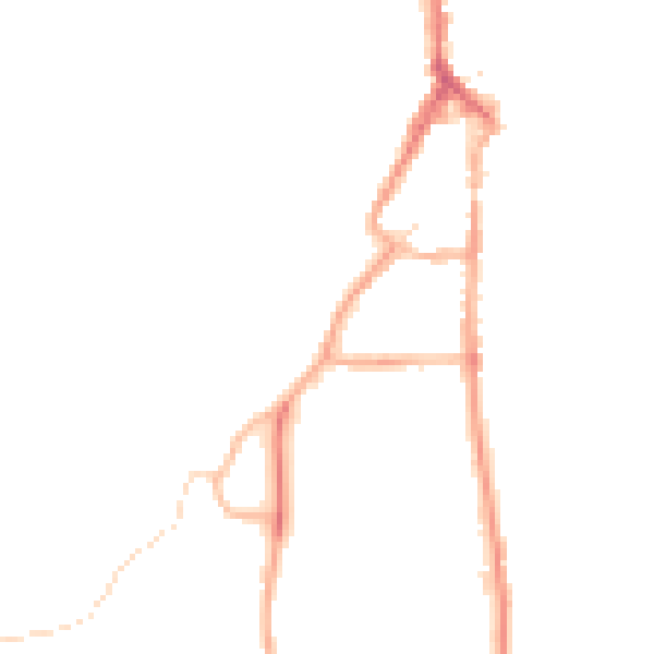 Night-time road noise heatmap for LA22 0EE