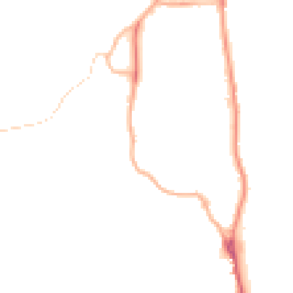 Night-time road noise heatmap for LA22 0EN