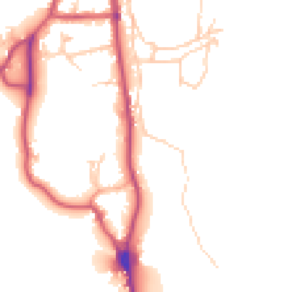 Daytime road noise heatmap for LA22 0HG