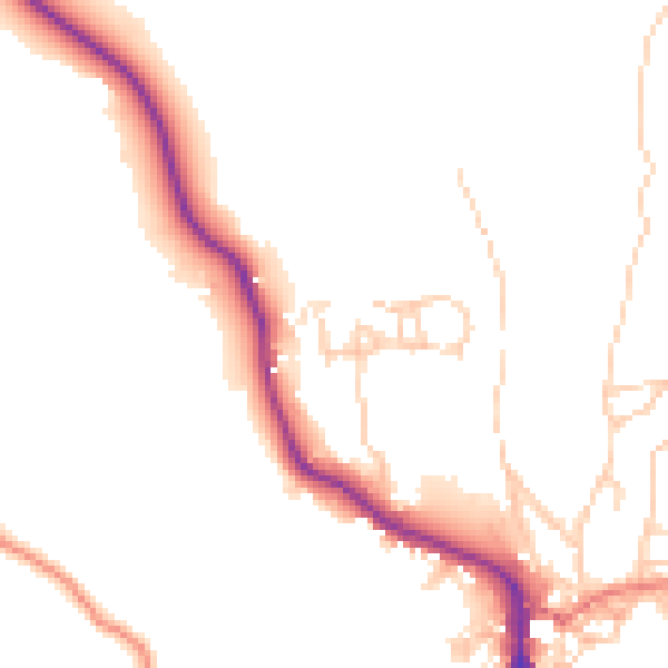 Daytime road noise heatmap for LA22 9BE