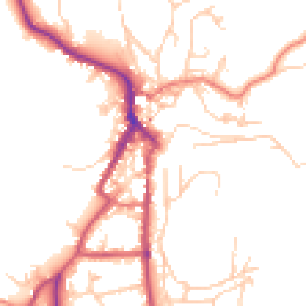 Daytime road noise heatmap for LA22 9BU