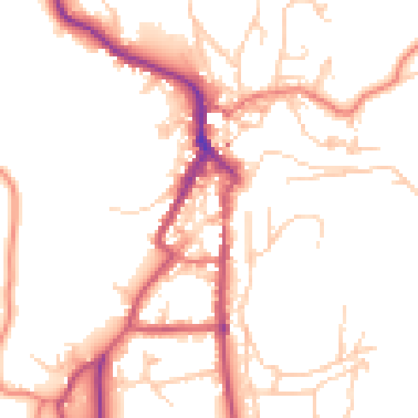 Daytime road noise heatmap for LA22 9DG