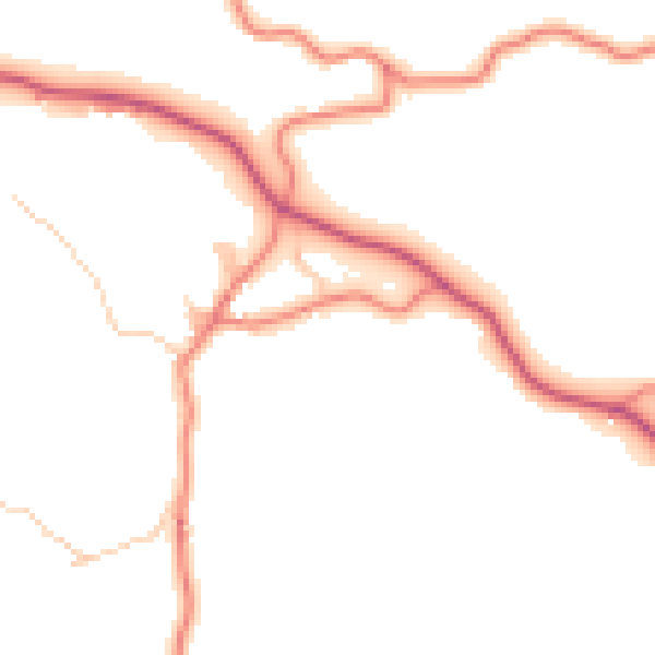 Daytime road noise heatmap for LA22 9HN