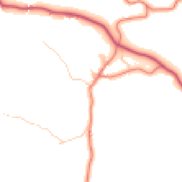 Daytime road noise heatmap for LA22 9HU