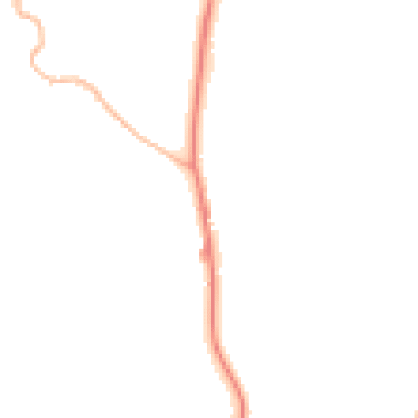 Night-time road noise heatmap for LA22 9PS