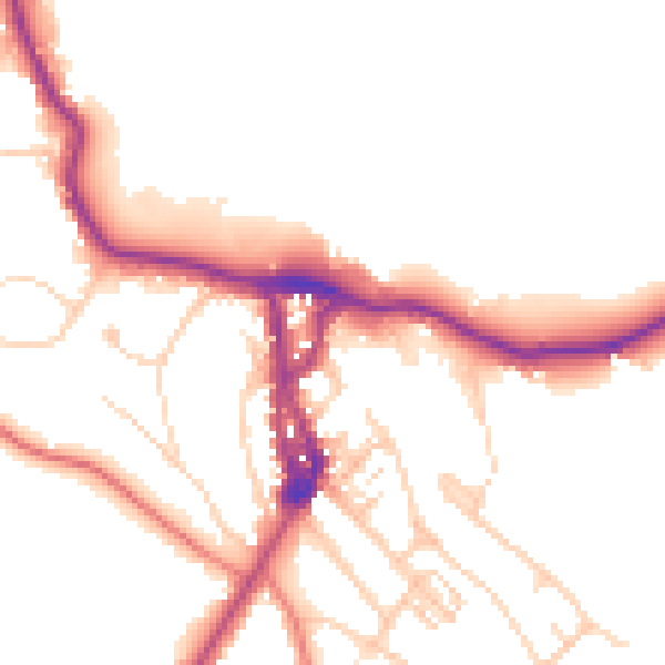 Daytime road noise heatmap for LA23 1AD