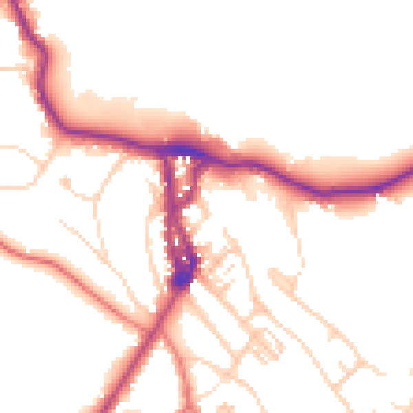 Daytime road noise heatmap for LA23 1AE