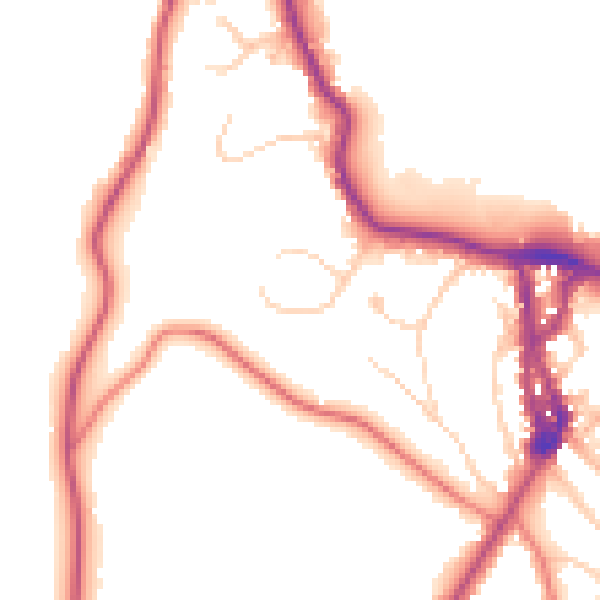 Daytime road noise heatmap for LA23 1AZ