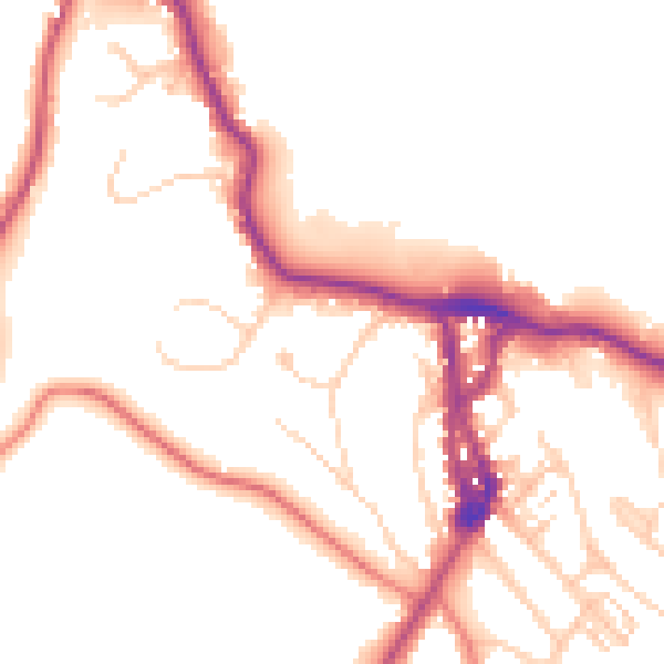 Daytime road noise heatmap for LA23 1BB