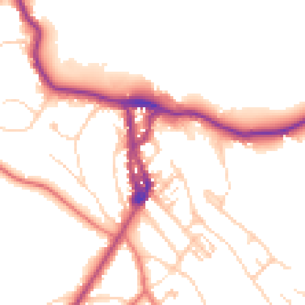 Daytime road noise heatmap for LA23 1BD