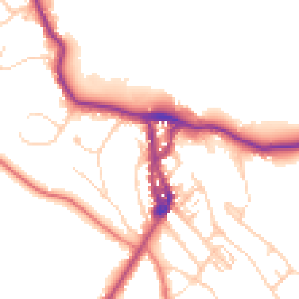 Daytime road noise heatmap for LA23 1BT