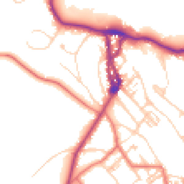 Daytime road noise heatmap for LA23 1BY