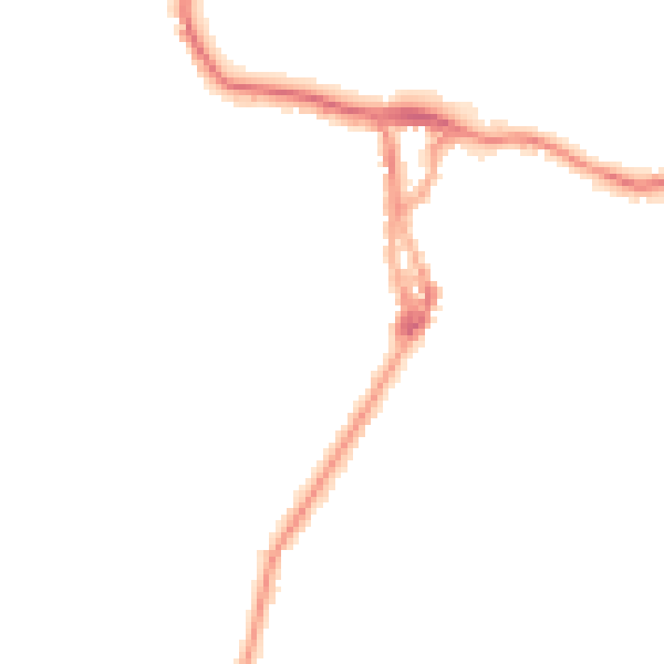 Night-time road noise heatmap for LA23 1BY