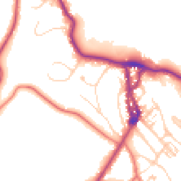 Daytime road noise heatmap for LA23 1BZ