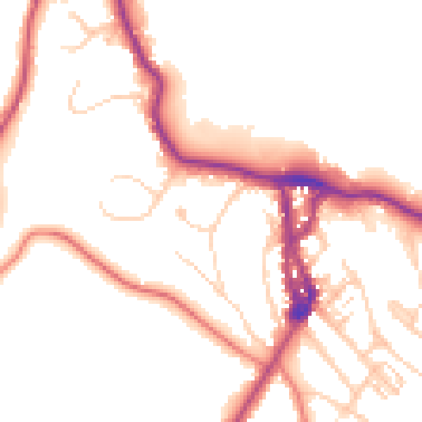 Daytime road noise heatmap for LA23 1DB
