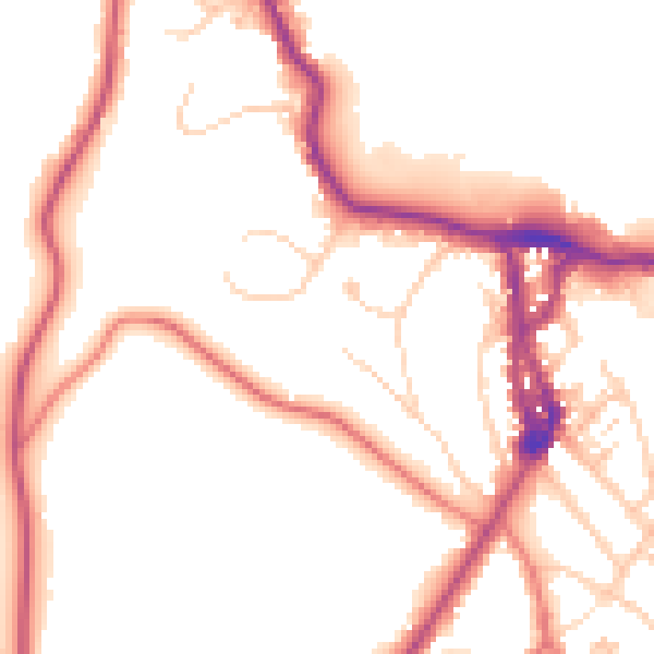 Daytime road noise heatmap for LA23 1DE