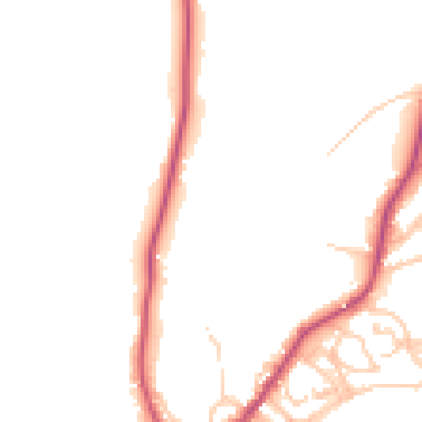 Daytime road noise heatmap for LA23 1DL