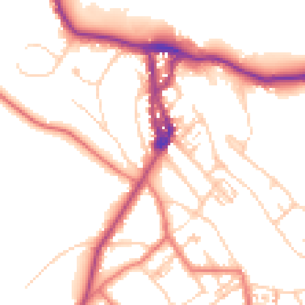 Daytime road noise heatmap for LA23 1DU