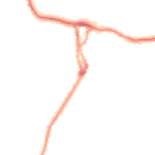Night-time road noise heatmap for LA23 1DU