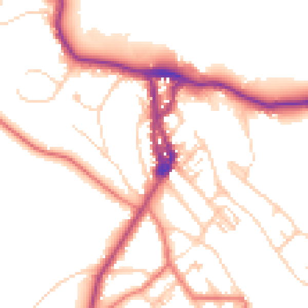 Daytime road noise heatmap for LA23 1DX