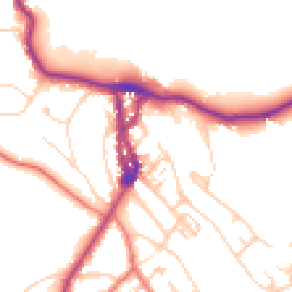 Daytime road noise heatmap for LA23 1EE