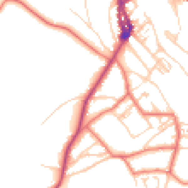 Daytime road noise heatmap for LA23 2BP