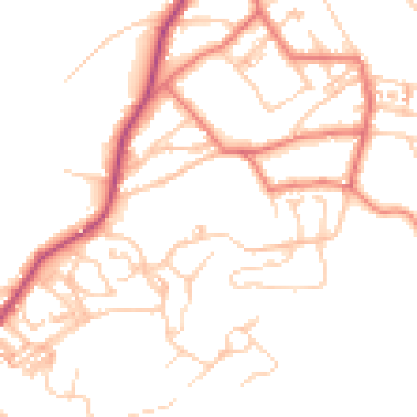 Daytime road noise heatmap for LA23 2DF
