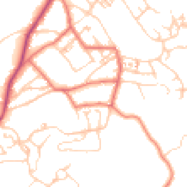 Daytime road noise heatmap for LA23 2DG