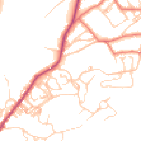 Daytime road noise heatmap for LA23 2ES