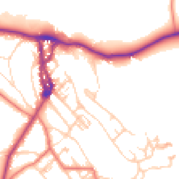 Daytime road noise heatmap for LA23 2LQ