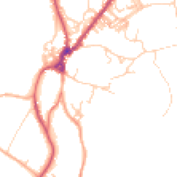 Daytime road noise heatmap for LA23 3AE
