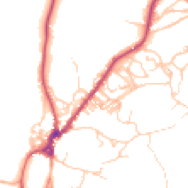 Daytime road noise heatmap for LA23 3AP