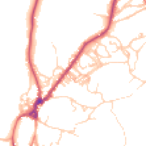 Daytime road noise heatmap for LA23 3AU