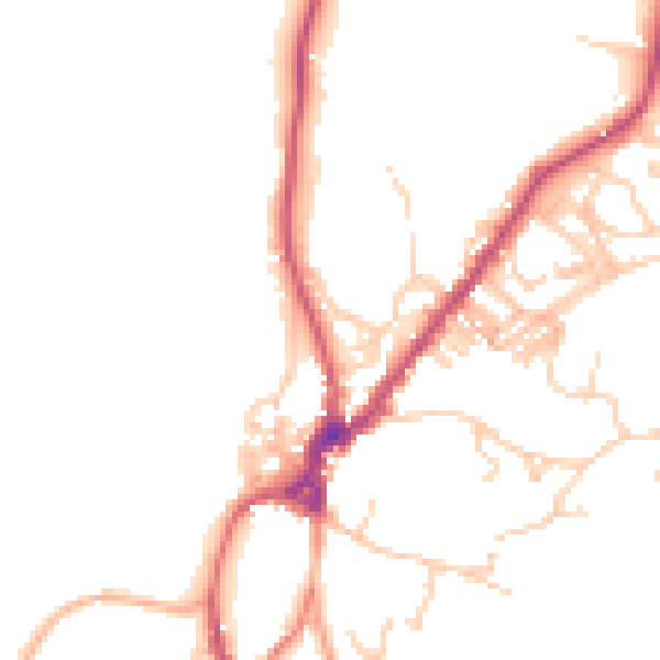 Daytime road noise heatmap for LA23 3DA