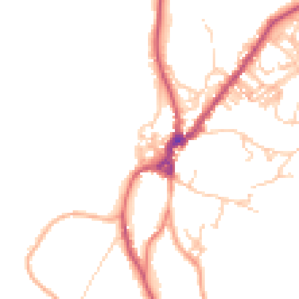 Daytime road noise heatmap for LA23 3DG