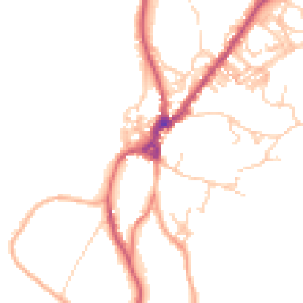 Daytime road noise heatmap for LA23 3EE